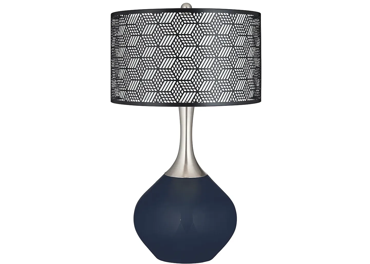 Color Plus Naval Blue with Black Metal Shade Spencer Modern Glass Table Lamp